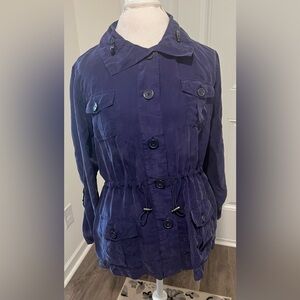 Chico's Navy Button-Up Jacket